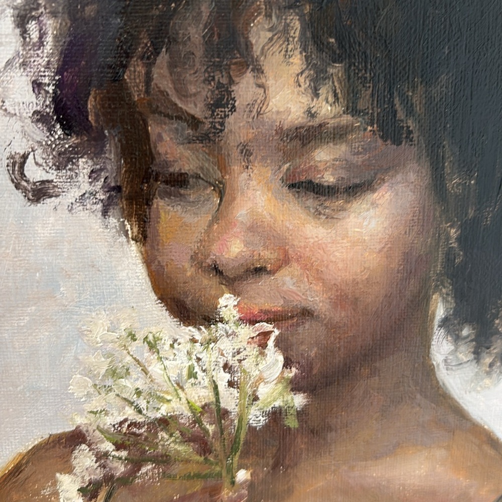 Oil painting- girl with flower - Picture 4 of 10